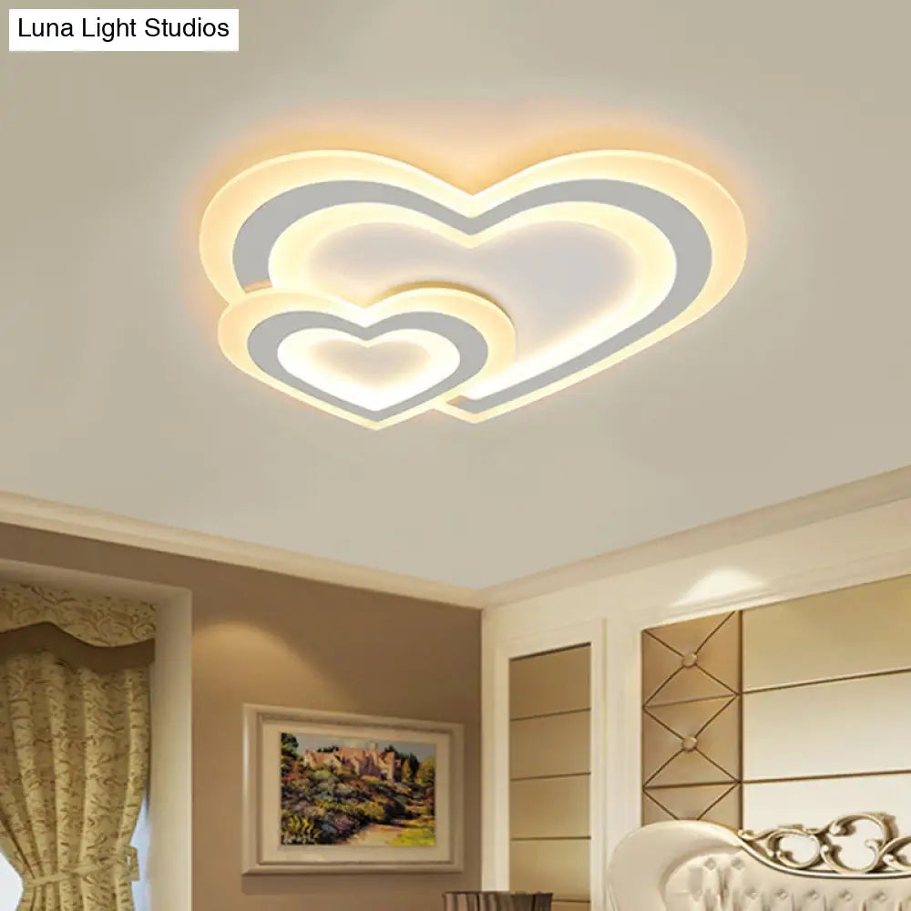 Cartoon Acrylic Kids Bedroom Led Ceiling Lamp - Star/Cloud/Loving Heart Design Warm/White Light