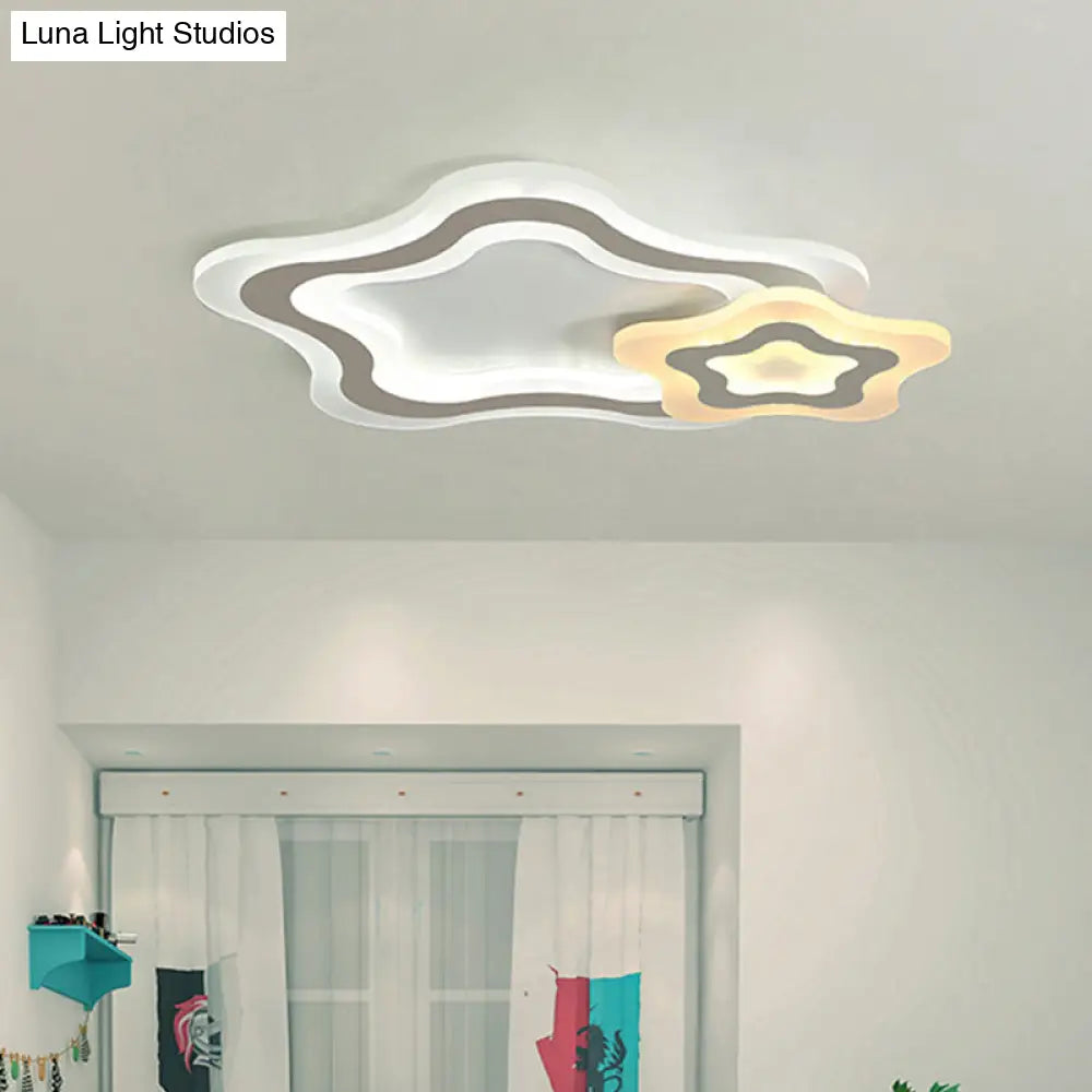 Cartoon Acrylic Kids Bedroom Led Ceiling Lamp - Star/Cloud/Loving Heart Design Warm/White Light