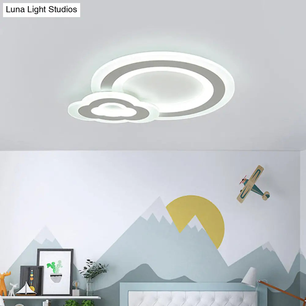 Cartoon Acrylic Kids Bedroom Led Ceiling Lamp - Star/Cloud/Loving Heart Design Warm/White Light