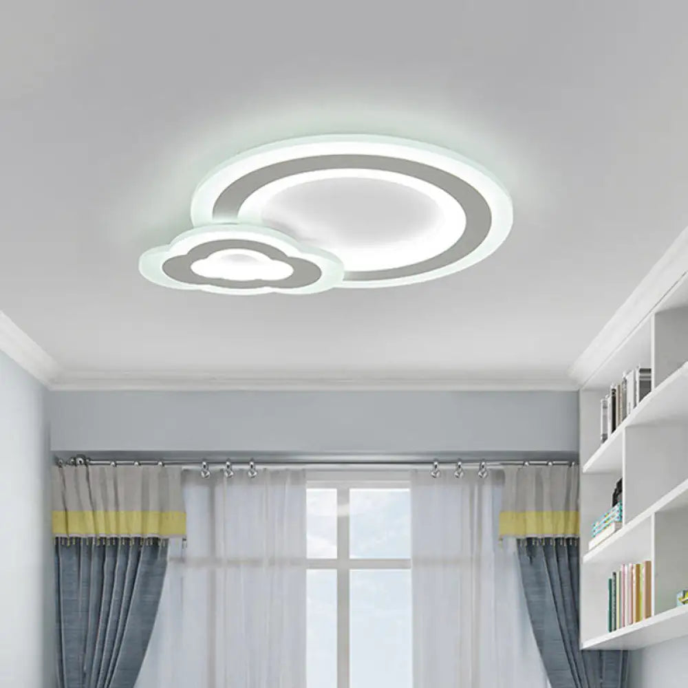 Cartoon Acrylic Kids Bedroom Led Ceiling Lamp - Star/Cloud/Loving Heart Design Warm/White Light