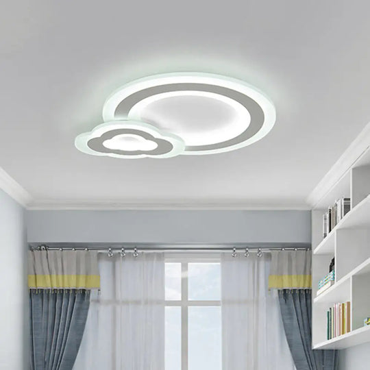 Cartoon Acrylic Kids Bedroom Led Ceiling Lamp - Star/Cloud/Loving Heart Design Warm/White Light