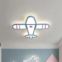 Cartoon Acrylic Led Plane Flushmount Light In White/Blue For Bedroom Blue