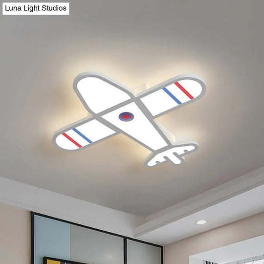 Cartoon Acrylic Led Plane Flushmount Light In White/Blue For Bedroom White