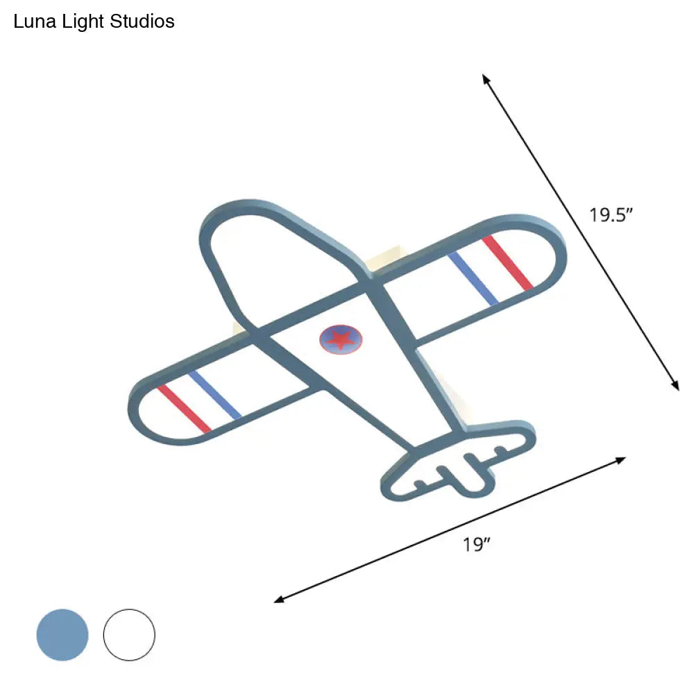 Cartoon Acrylic Led Plane Flushmount Light In White/Blue For Bedroom