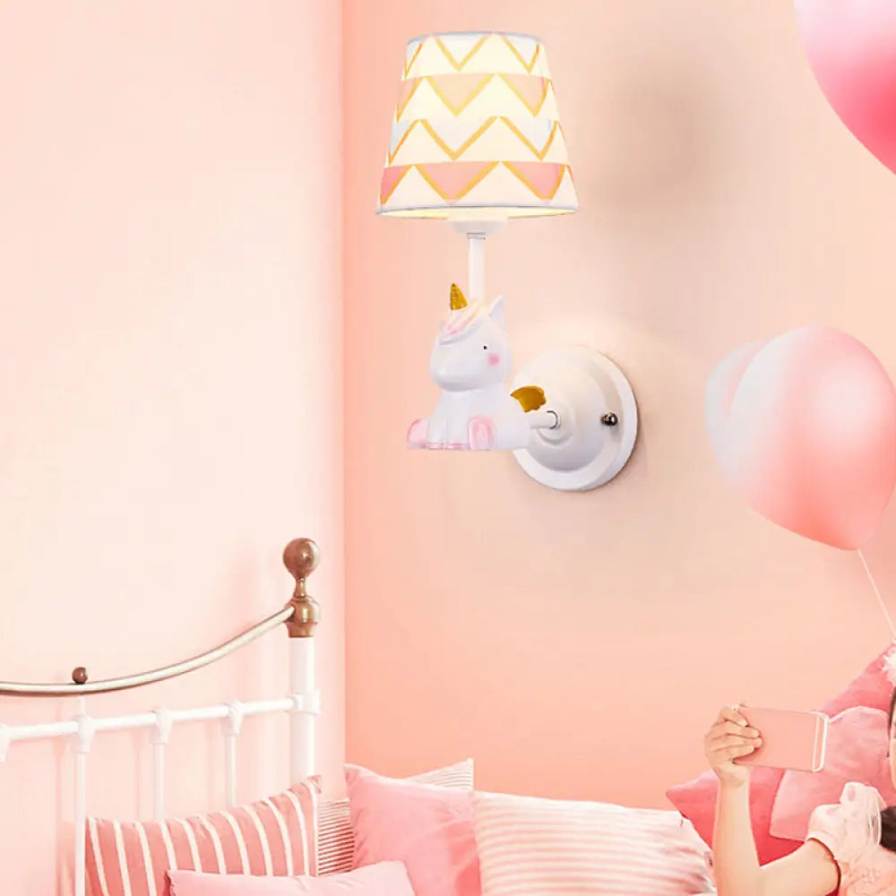 Cartoon Animal Kids Bedside Wall Mount Light In Pink White / B