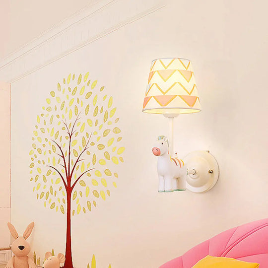 Cartoon Animal Kids Bedside Wall Mount Light In Pink White / D