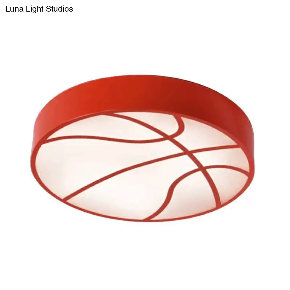 Cartoon Basketball Ceiling Lamp For Babys Room And Hallway Red