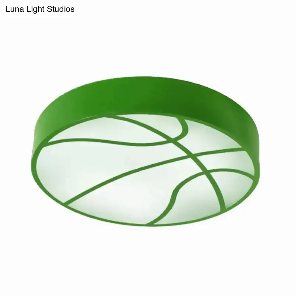 Cartoon Basketball Ceiling Lamp For Babys Room And Hallway Green