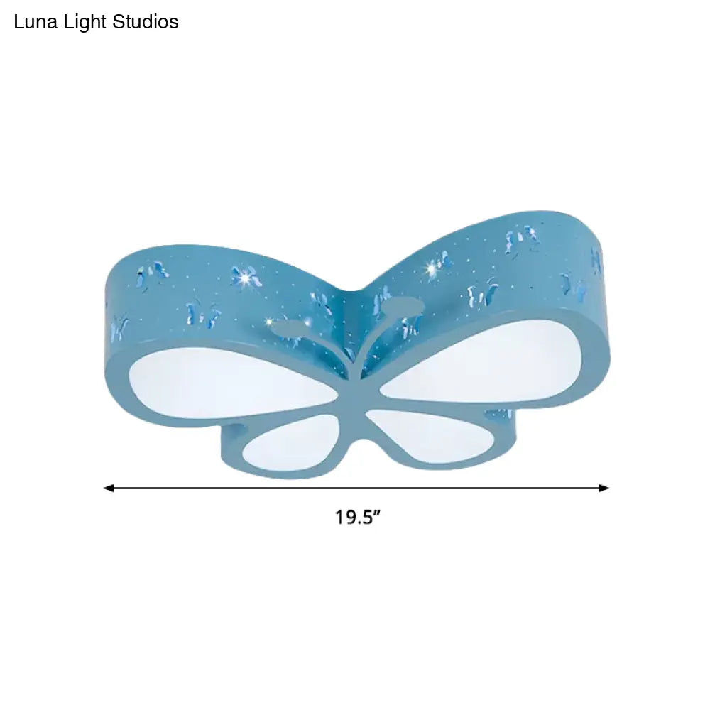 Cartoon Butterfly Led Ceiling Lamp For Girls Room - Flushmount Acrylic Light