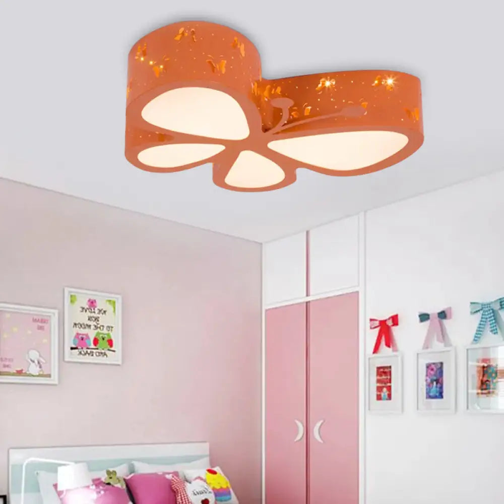 Cartoon Butterfly Led Ceiling Lamp For Girls’ Room - Flushmount Acrylic Light Orange / 19.5’ Warm