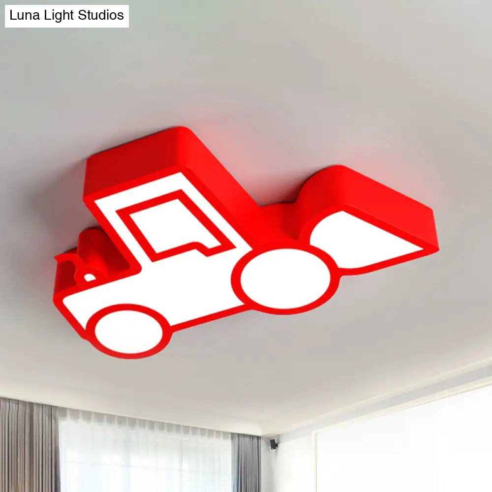 Cartoon Car Ceiling Light - Acrylic Flush Mount For Bedroom