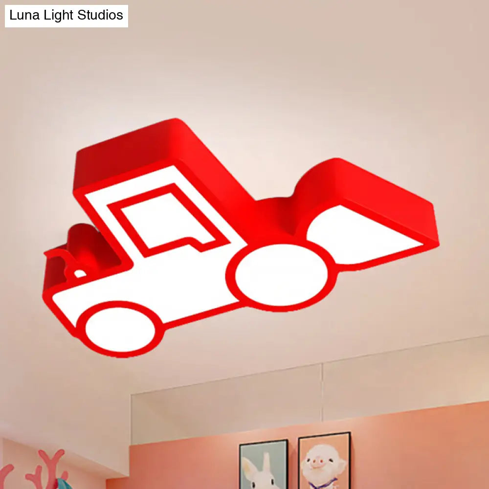 Cartoon Car Ceiling Light - Acrylic Flush Mount For Bedroom Red / White