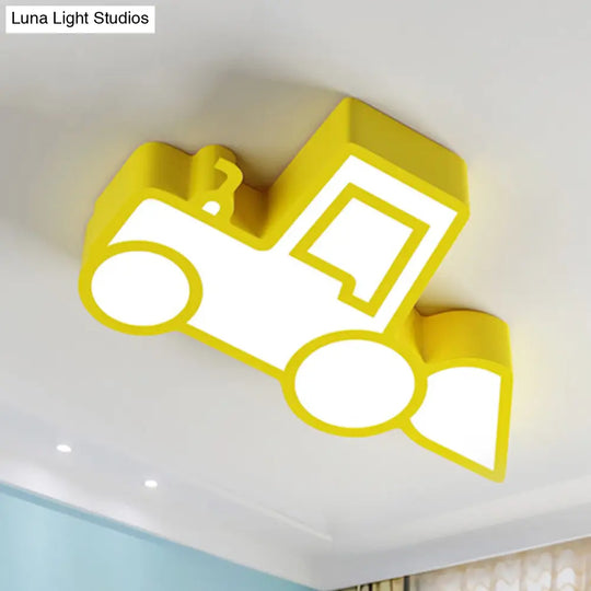 Cartoon Car Ceiling Light - Acrylic Flush Mount For Bedroom