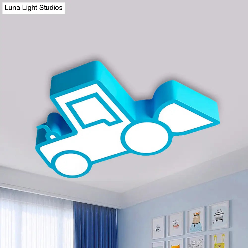 Cartoon Car Ceiling Light - Acrylic Flush Mount For Bedroom