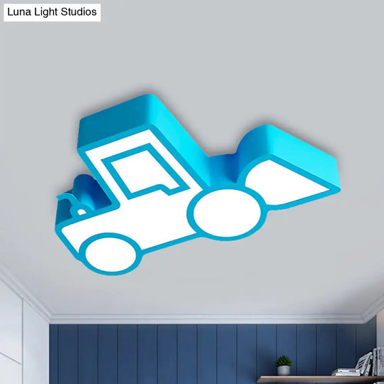 Cartoon Car Ceiling Light - Acrylic Flush Mount For Bedroom Blue / Warm