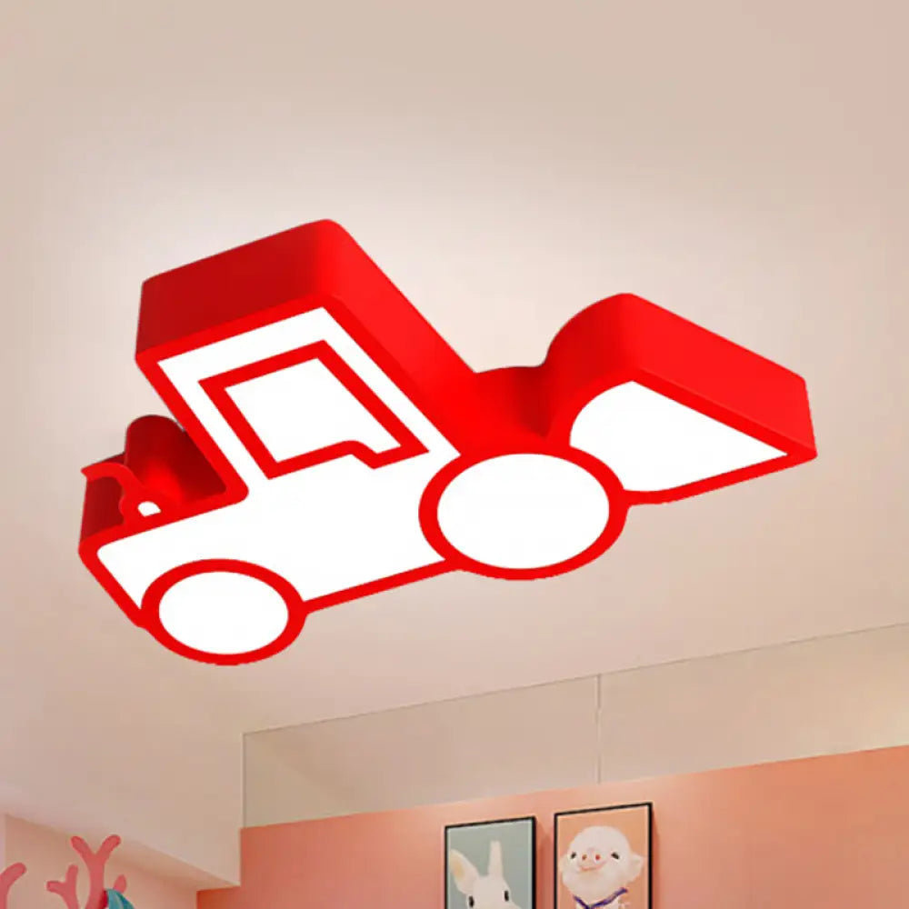 Cartoon Car Ceiling Light - Acrylic Flush Mount For Bedroom Red / White