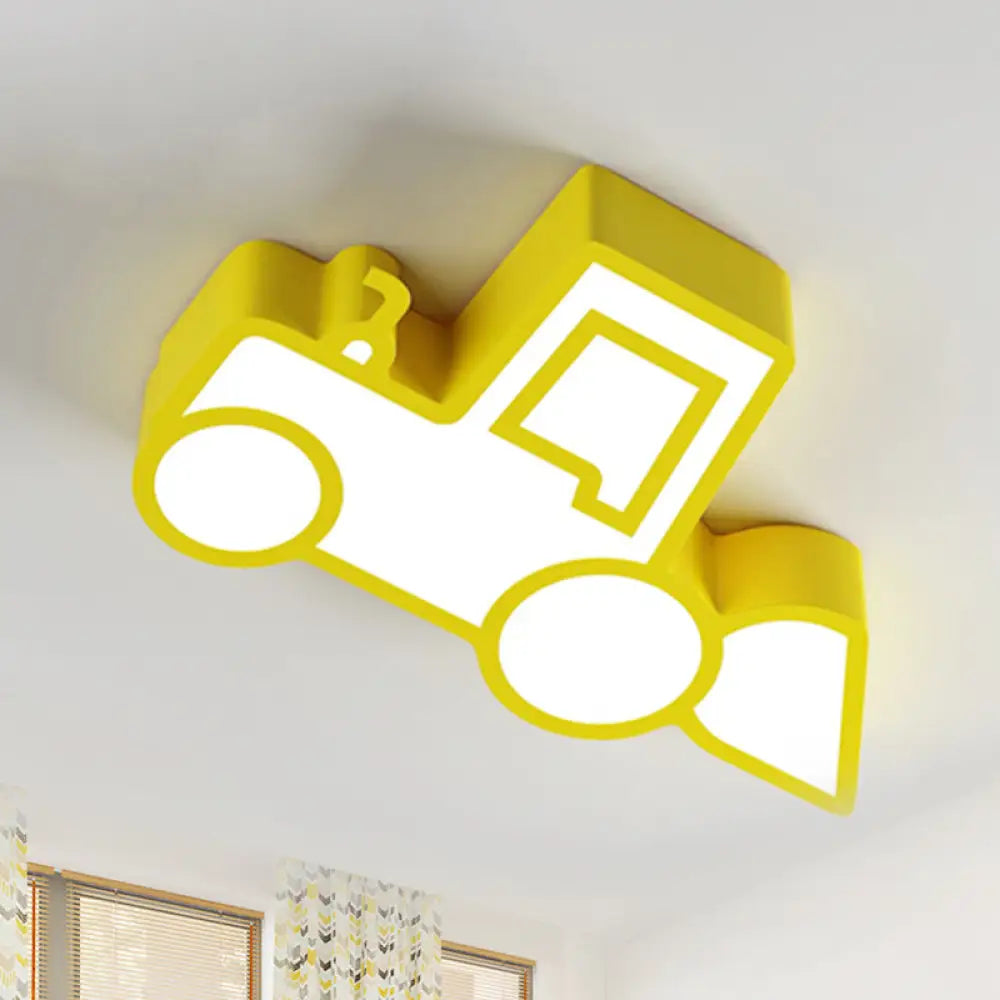 Cartoon Car Ceiling Light - Acrylic Flush Mount For Bedroom Yellow / Warm