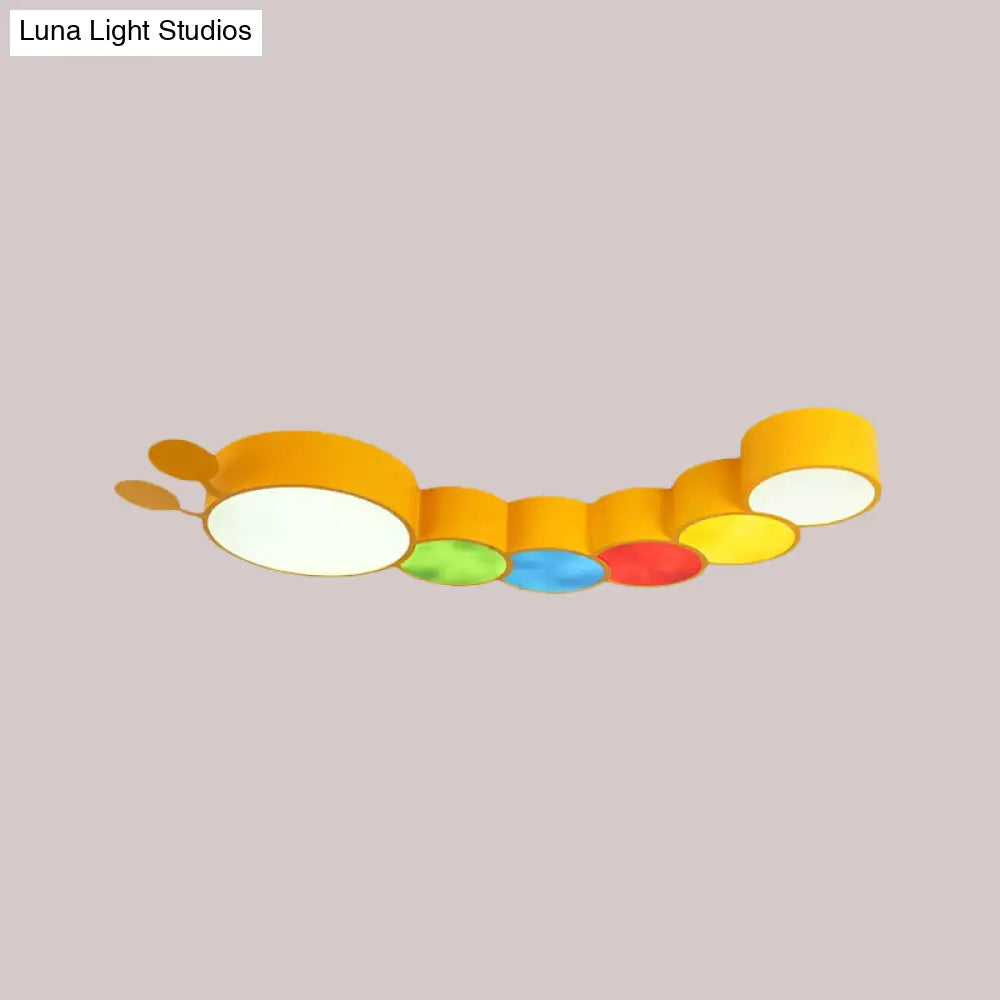 Cartoon Caterpillar Led Ceiling Lamp In Yellow/Blue