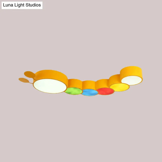 Cartoon Caterpillar Led Ceiling Lamp In Yellow/Blue