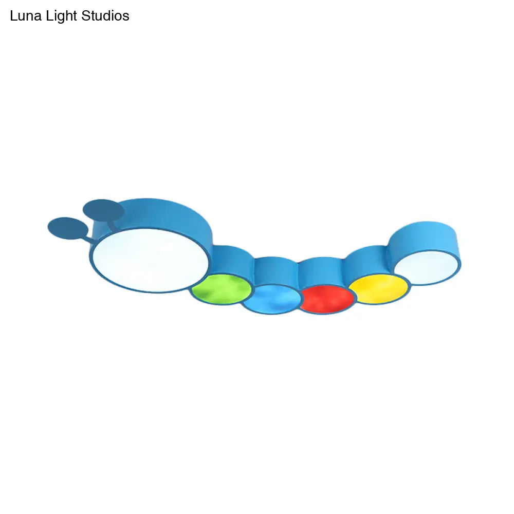 Cartoon Caterpillar Led Ceiling Lamp In Yellow/Blue