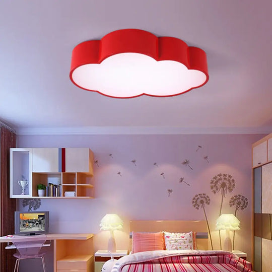 Cartoon Cloud Led Ceiling Mount Lamp For Bedroom - Acrylic Flush Lighting Fixture Red / 20.5 White