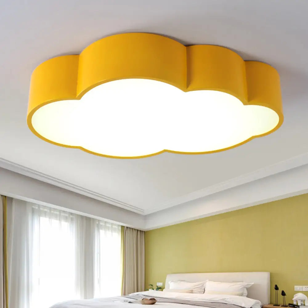 Cartoon Cloud Led Ceiling Mount Lamp For Bedroom - Acrylic Flush Lighting Fixture Yellow / 20.5