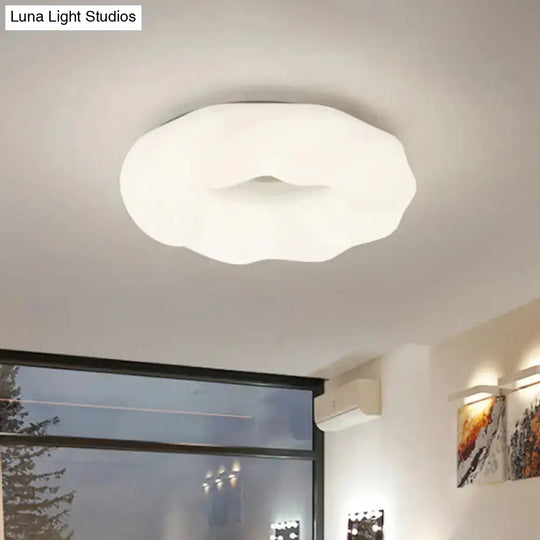 Cartoon Cloud Led Flush Mount Ceiling Light In White/Blue/Coffee - Acrylic Corridor Fixture