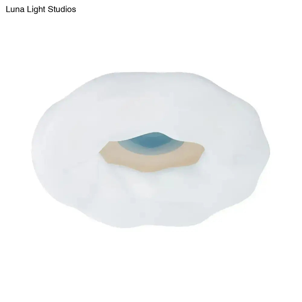 Cartoon Cloud Led Flush Mount Ceiling Light In White/Blue/Coffee - Acrylic Corridor Fixture