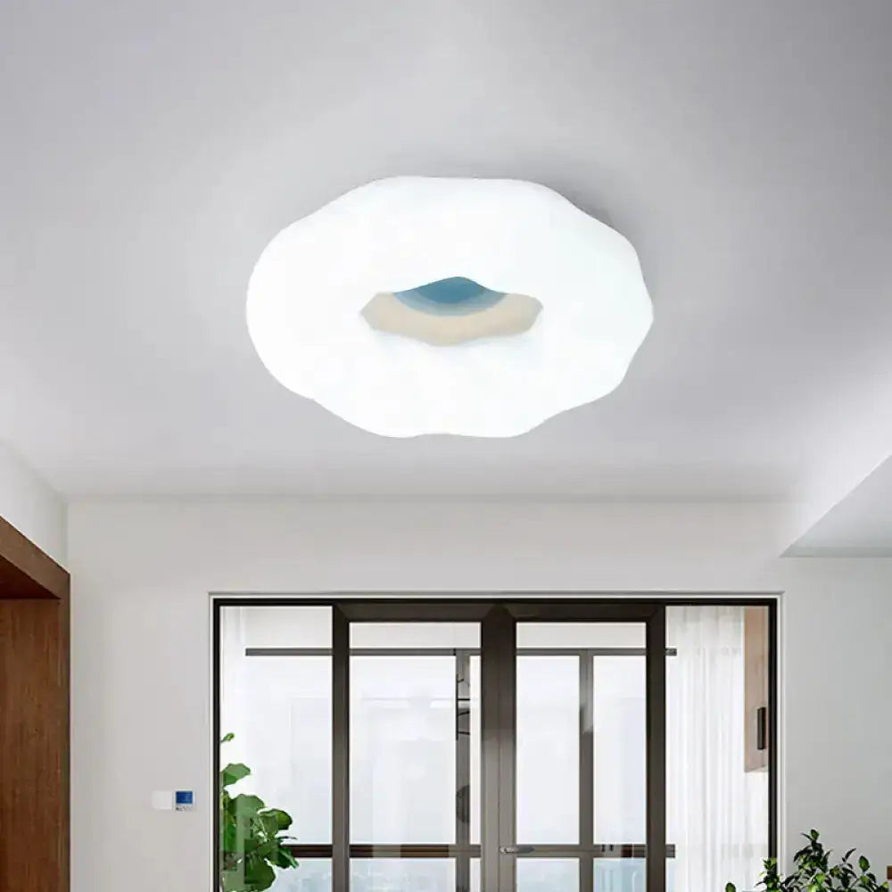 Cartoon Cloud Led Flush Mount Ceiling Light In White/Blue/Coffee - Acrylic Corridor Fixture Blue