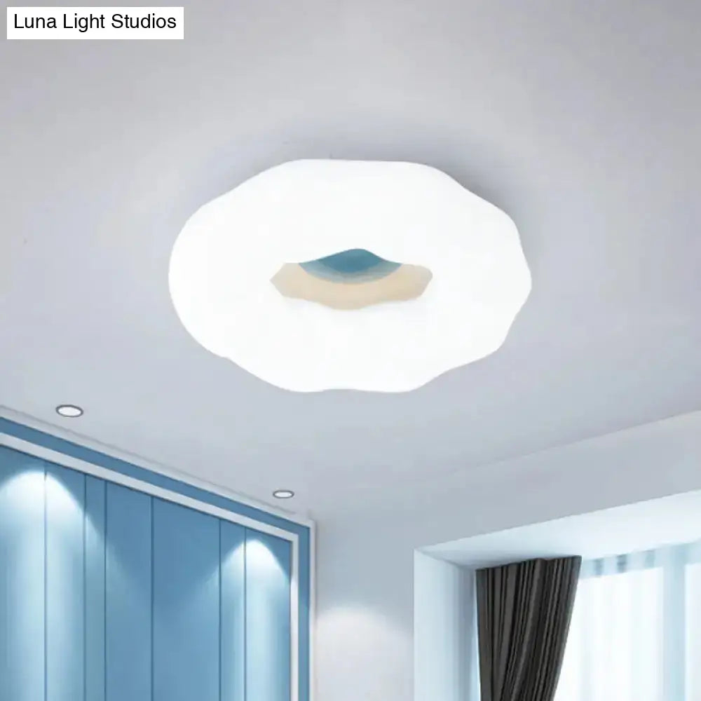 Cartoon Cloud Led Flush Mount Ceiling Light In White/Blue/Coffee - Acrylic Corridor Fixture