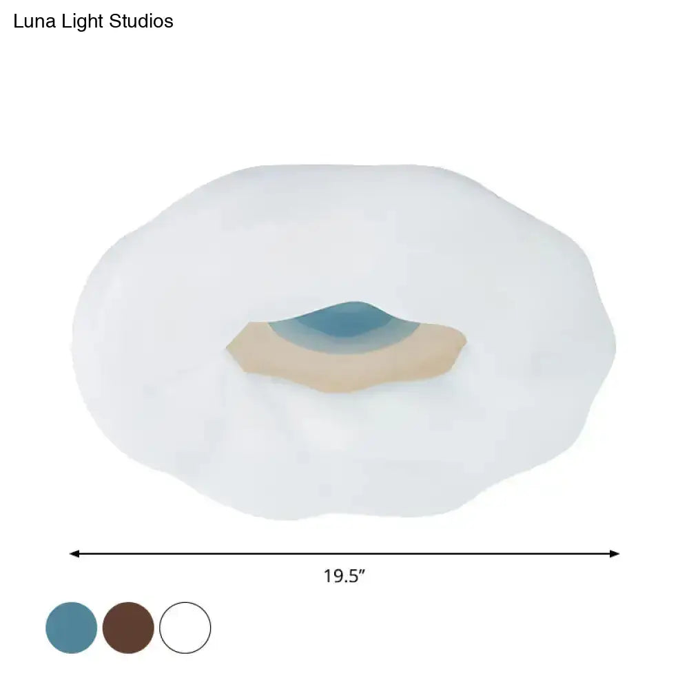 Cartoon Cloud Led Flush Mount Ceiling Light In White/Blue/Coffee - Acrylic Corridor Fixture