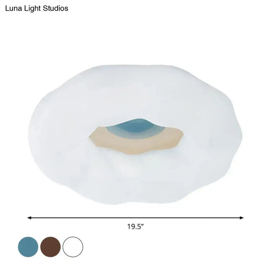 Cartoon Cloud Led Flush Mount Ceiling Light In White/Blue/Coffee - Acrylic Corridor Fixture