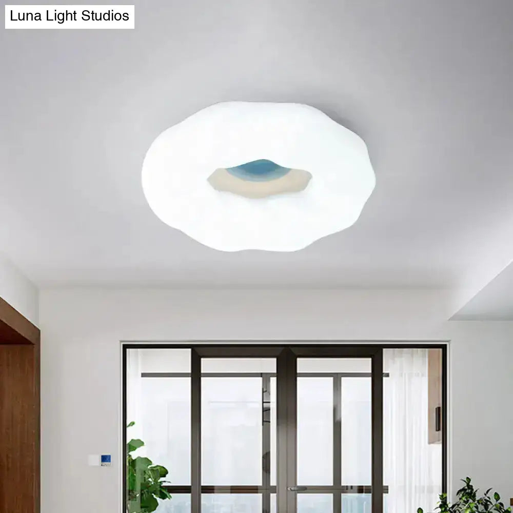 Cartoon Cloud Led Flush Mount Ceiling Light In White/Blue/Coffee - Acrylic Corridor Fixture