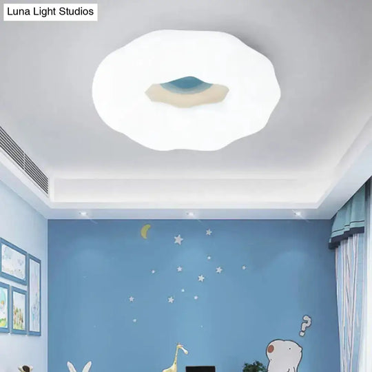 Cartoon Cloud Led Flush Mount Ceiling Light In White/Blue/Coffee - Acrylic Corridor Fixture