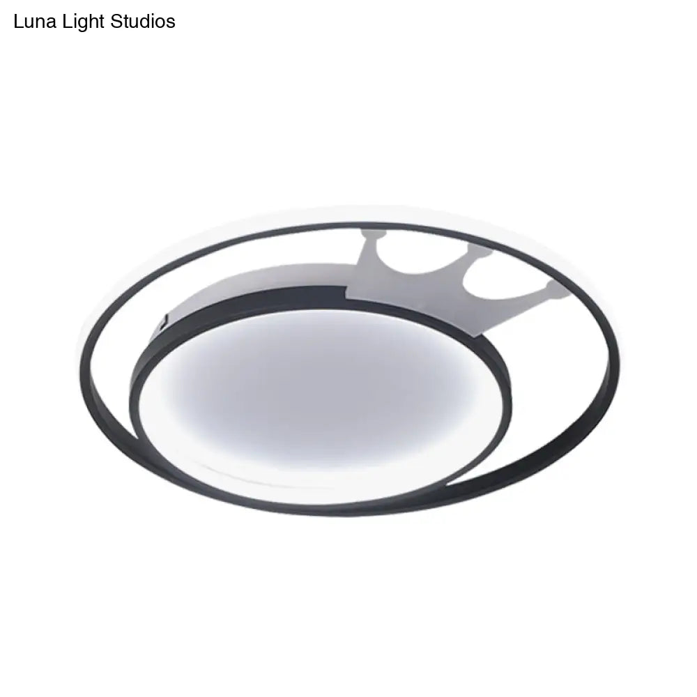 Cartoon Crown Led Flush Mount Lamp: Acrylic Ceiling Light For Living Room - White Warm/White