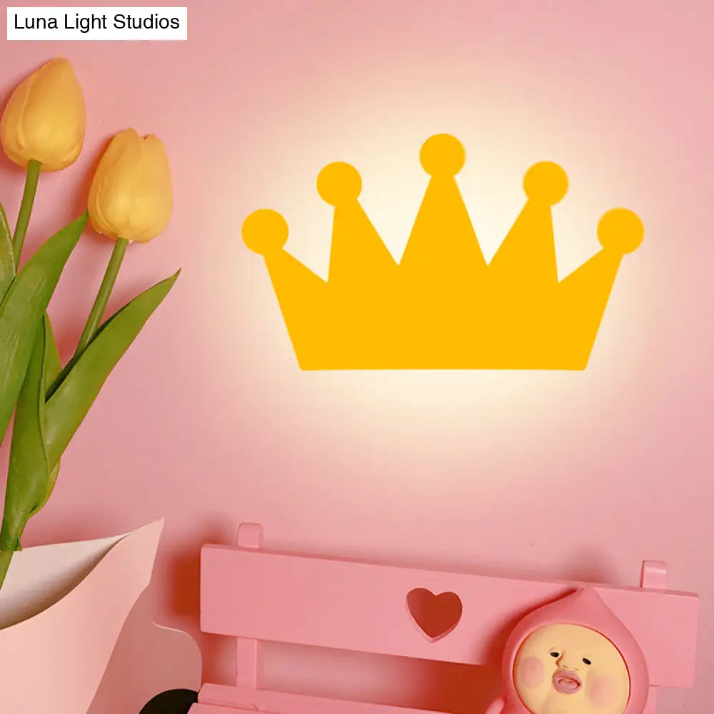 Cartoon Crown Wall Light - Energy-Saving Led For Kids Bedroom