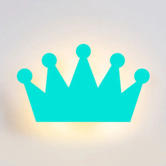 Cartoon Crown Wall Light - Energy-Saving Led For Kids Bedroom Green