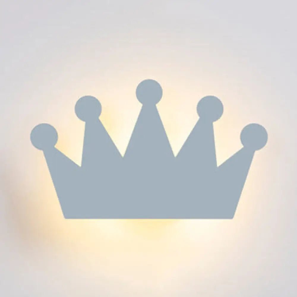 Cartoon Crown Wall Light - Energy-Saving Led For Kids Bedroom Grey