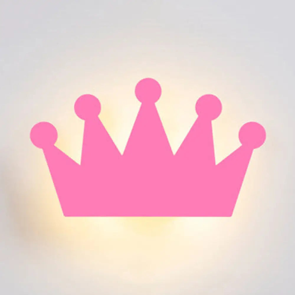 Cartoon Crown Wall Light - Energy-Saving Led For Kids Bedroom Pink