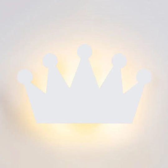 Cartoon Crown Wall Light - Energy-Saving Led For Kids Bedroom White