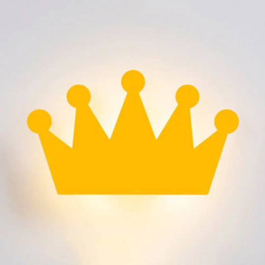 Cartoon Crown Wall Light - Energy-Saving Led For Kids Bedroom Yellow