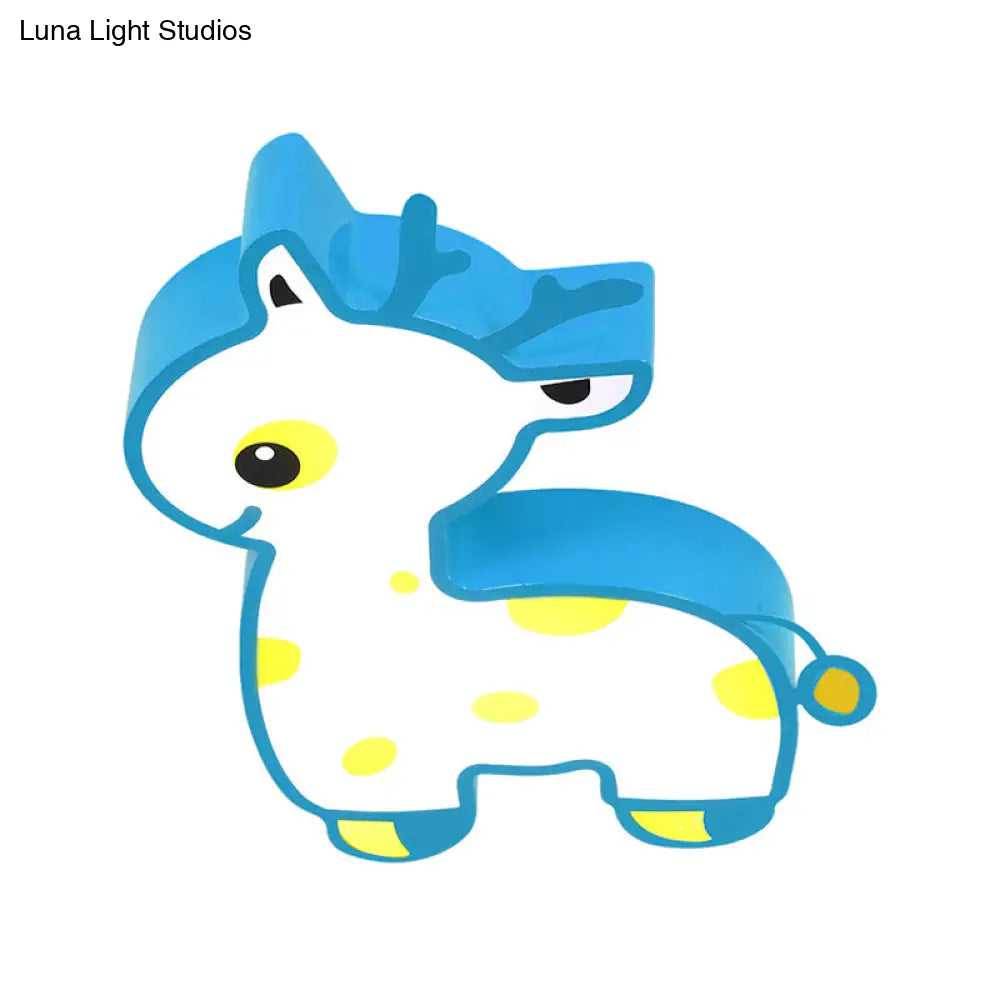 Cartoon Deer Flush Ceiling Light: Acrylic Fixture For Kids’ Bedroom