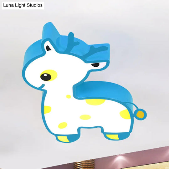 Cartoon Deer Flush Ceiling Light: Acrylic Fixture For Kids Bedroom