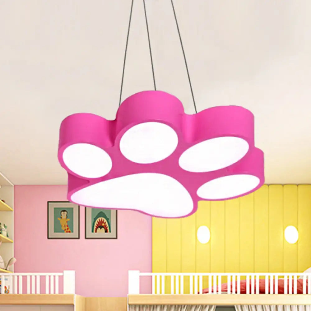 Cartoon Dog Paw Led Pendant Bathroom Light Pink / White 18