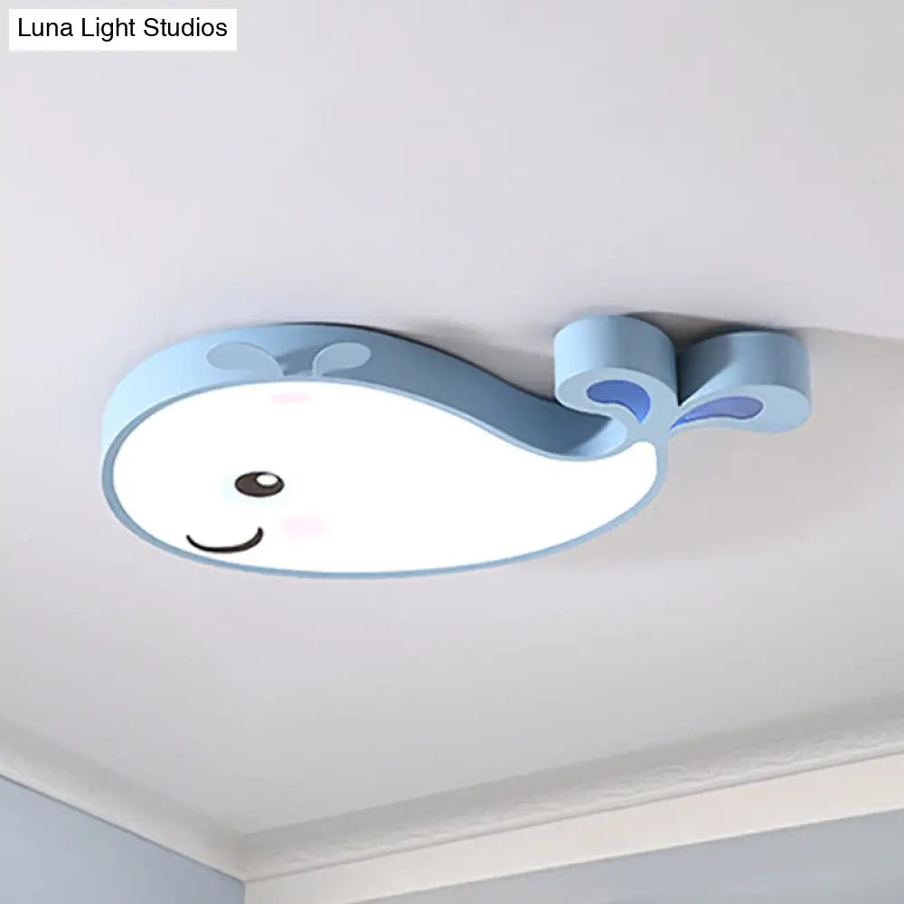 Cartoon Dolphin Kindergarten Ceiling Light Fixture - Acrylic