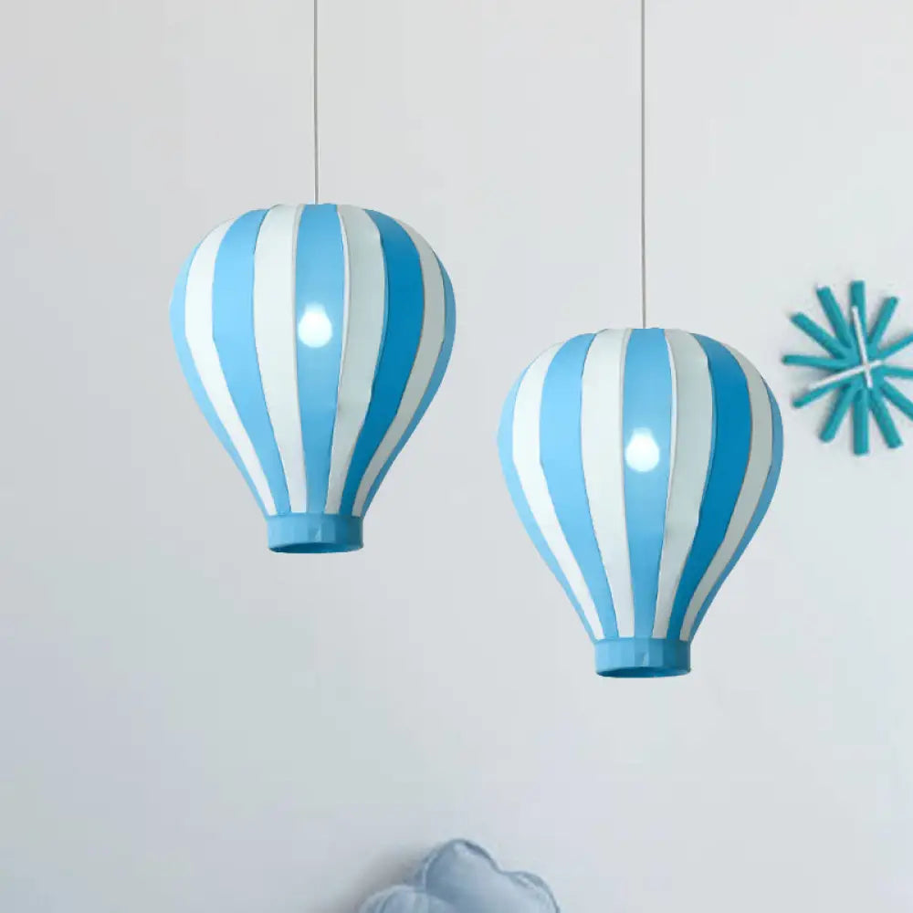 Cartoon Fabric Balloon Hanging Pendant Light Fixture | 1 In Red/Blue/Green For Play Room Blue