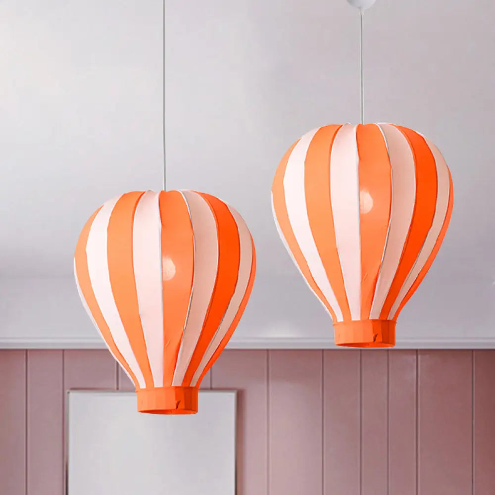 Cartoon Fabric Balloon Hanging Pendant Light Fixture | 1 In Red/Blue/Green For Play Room Orange