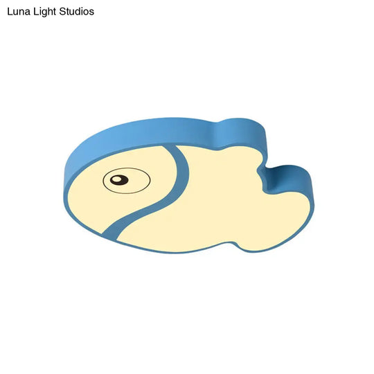 Cartoon Fish Ceiling Light For Kids Bedrooms White/Blue Led Acrylic Flushmount Fixture