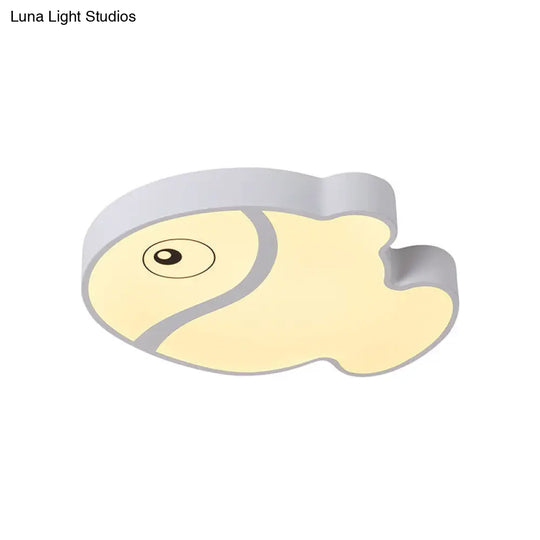 Cartoon Fish Ceiling Light For Kids Bedrooms White/Blue Led Acrylic Flushmount Fixture