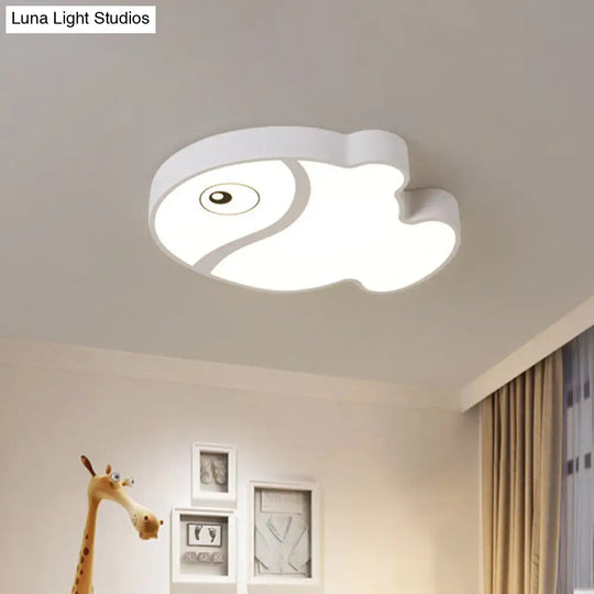 Cartoon Fish Ceiling Light For Kids’ Bedrooms – White/Blue Led Acrylic Flushmount Fixture